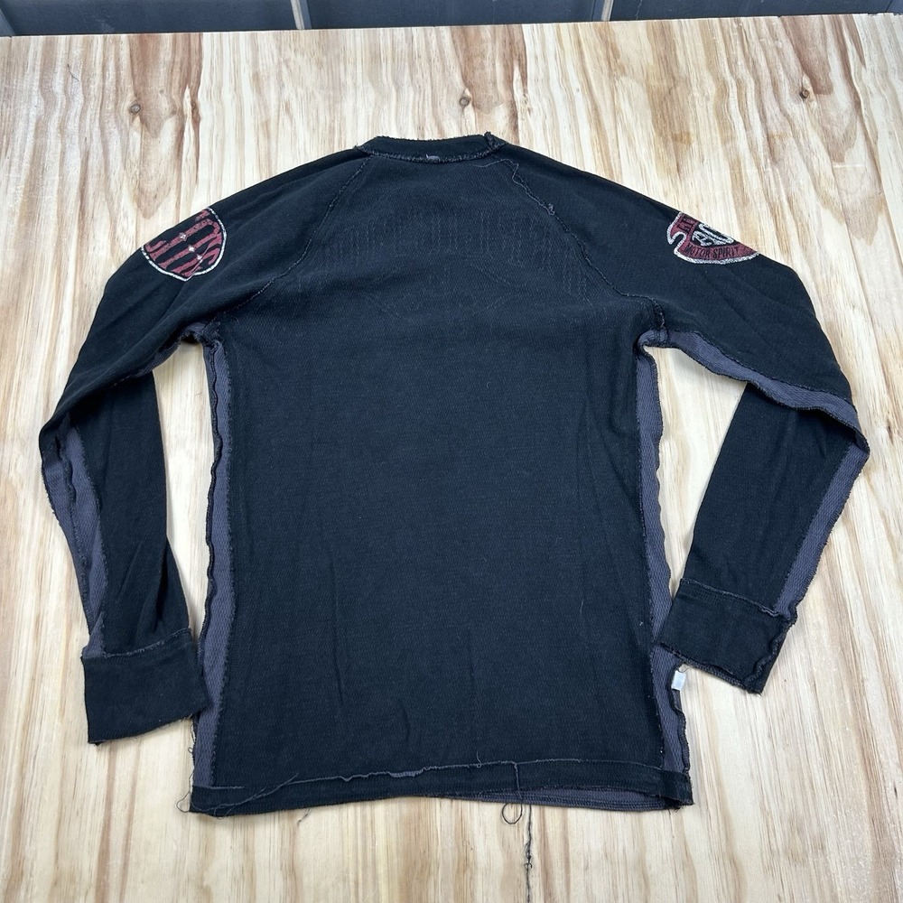 Vintage Affliction Men's Large Reversible Thermal Waffle Black Grunge Graphic - Picture 2 of 11